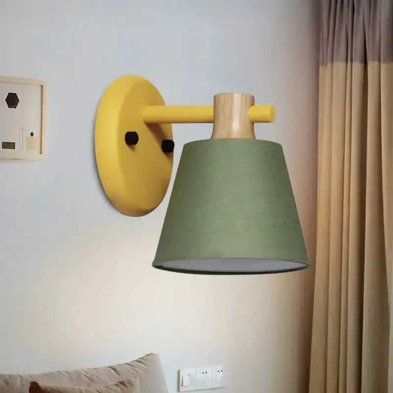 Mint Green Nordic Bucket Wall Lamp for Bedroom