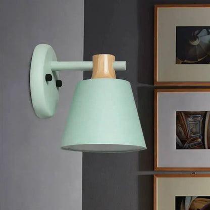Mint Green Nordic Bucket Wall Lamp for Bedroom