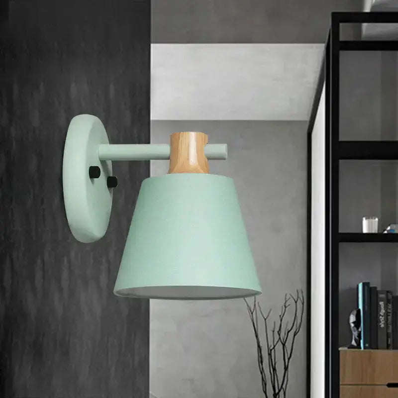 Mint Green Nordic Bucket Wall Lamp for Bedroom