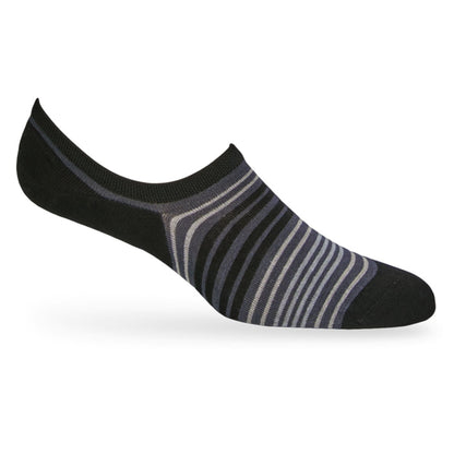Miro No Show footie sock black with gray stripes on Tampa Home & Garden Store