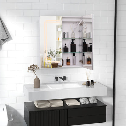 Botiquín con espejo de baño de 2 puertas con luces