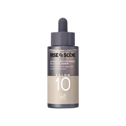 Hair serum Mise en Scene Salon 10 Peptide Repair No Cut Oil Serum bottle with dropper dark bottle on Tampa Home & Garden Store