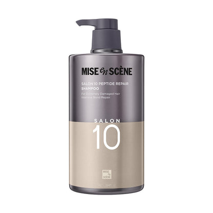 Mise en Scène Salon 10 Peptide Repair Shampoo bottle with gray gradient pump, 990ml on Tampa Home & Garden Store