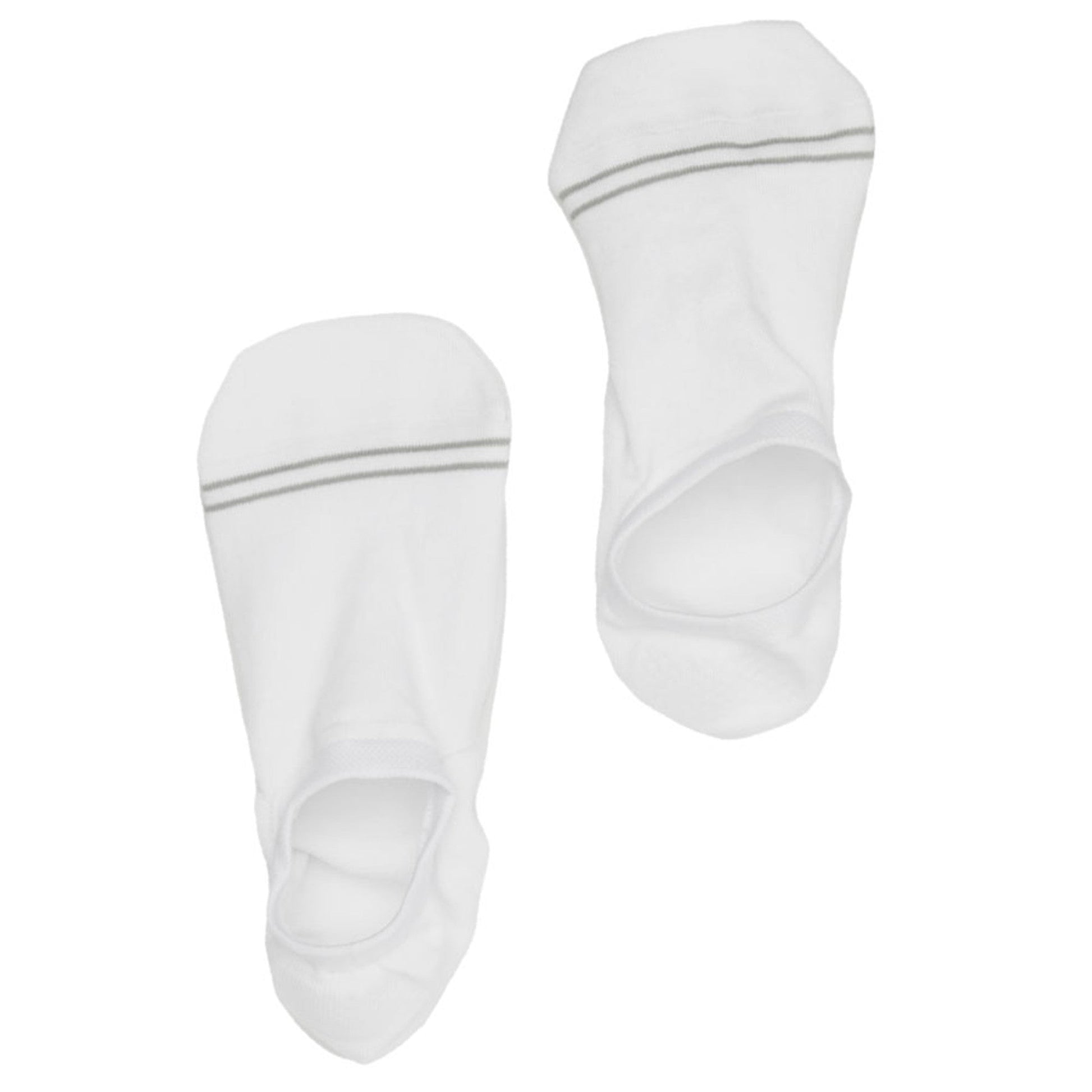 Mixed Cotton No Show Socks 3-Pack by DeadSoxy, white with gray striped cuffs on Tampa Home & Garden Store