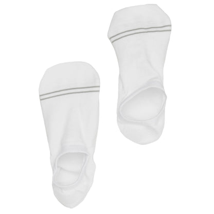 Mixed Cotton No Show Socks 3-Pack by DeadSoxy, white with gray striped cuffs on Tampa Home & Garden Store