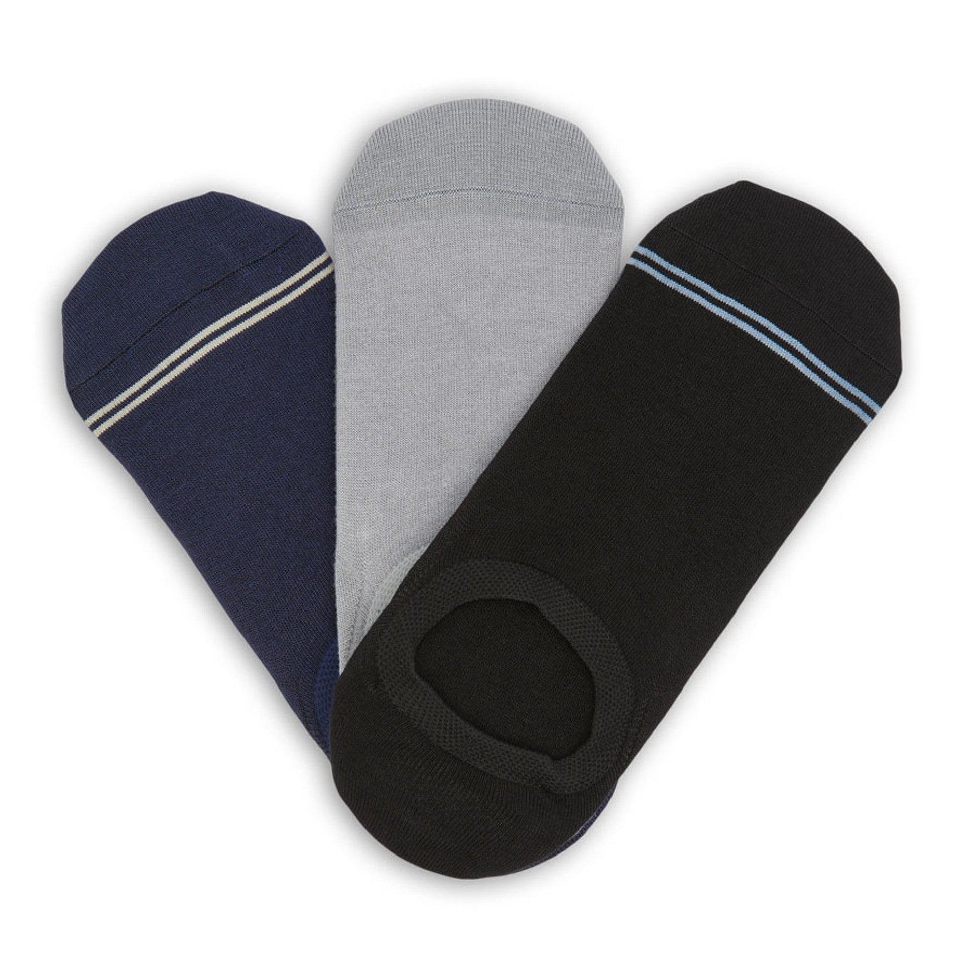 DeadSoxy Mixed No-Show Socks 3-Pack in navy gray black footie socks on Tampa Home & Garden Store