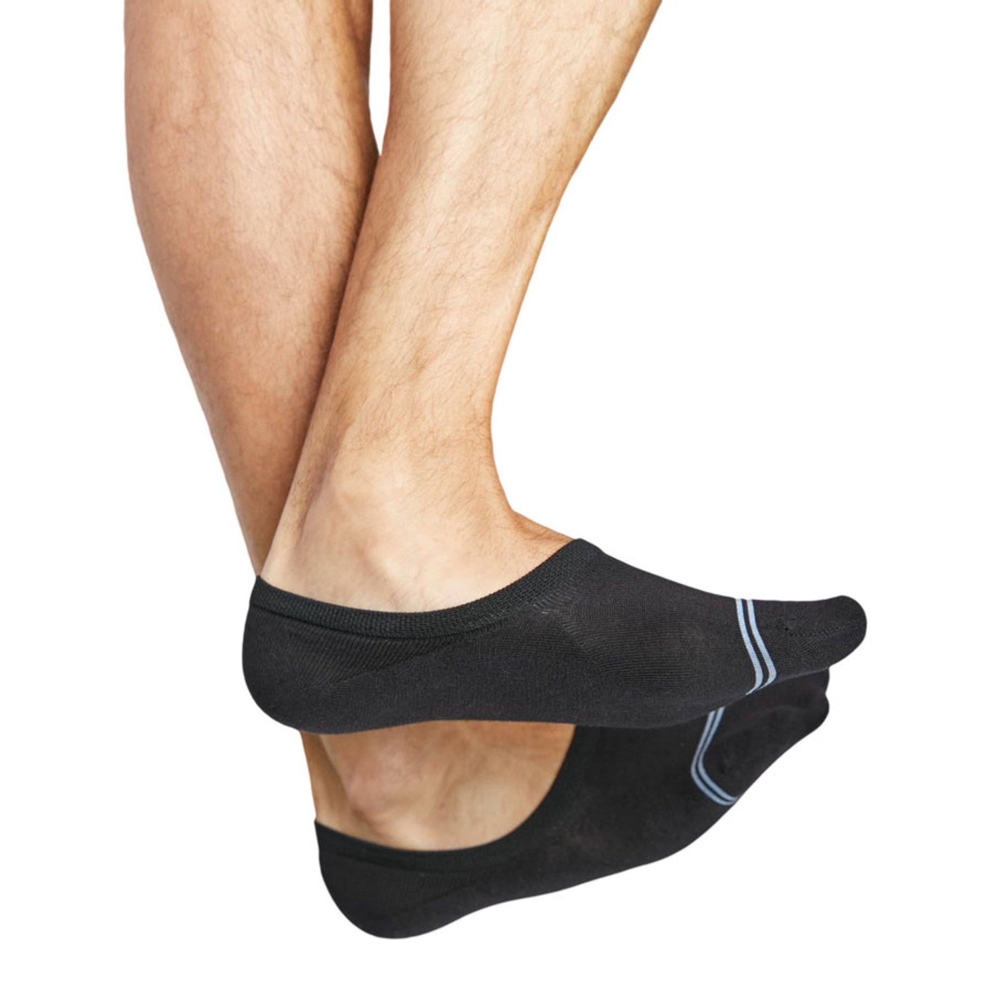 Mixed No-Show Socks DeadSoxy, black footie socks with blue stripes, 1 pair shown on Tampa Home & Garden Store