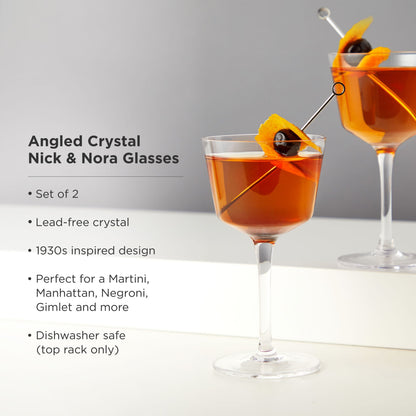 Raye Angled Crystal Nick and Nora Cocktail Glass