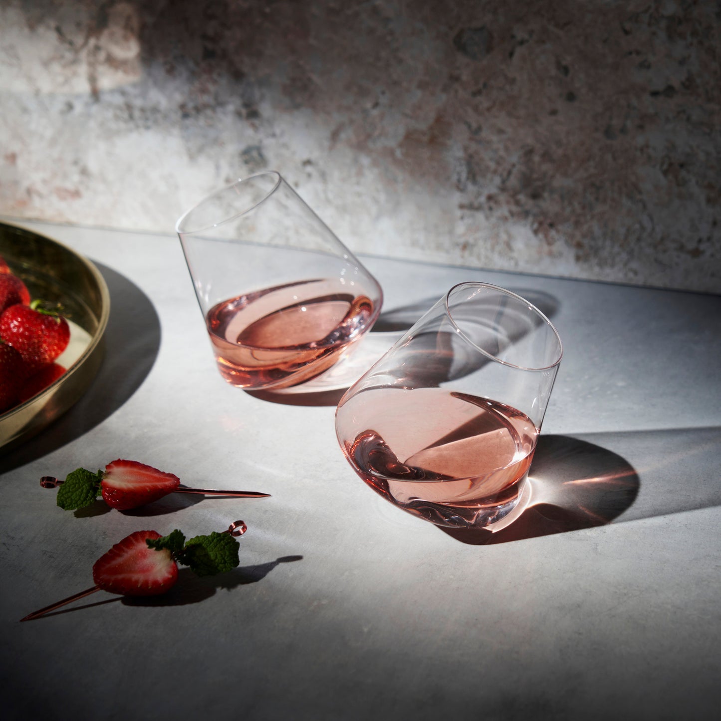 Premium Set of Two Rolling Crystal Wine Glasses