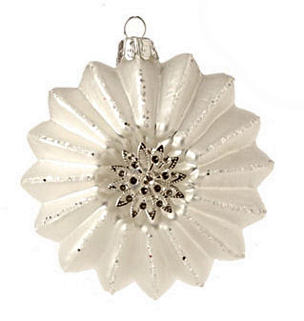 Adorno de estrella de cristal con purpurina blanca