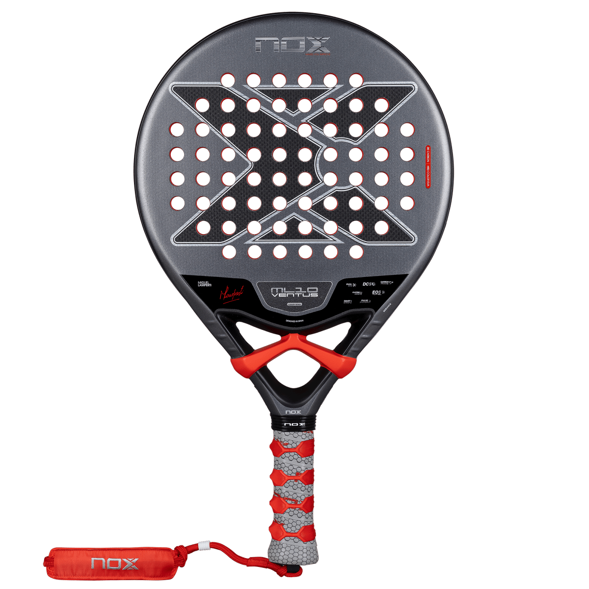 NOX ML10 Ventus Control 3K 2026 padel racket by Racket Central, dark gray with red grip on Tampa Home & Garden Store