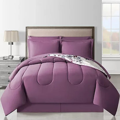 Lanwood Austin Reversible Comforter Set in purple by Vanessa Jane, floral reverse on Tampa Home & Garden Store