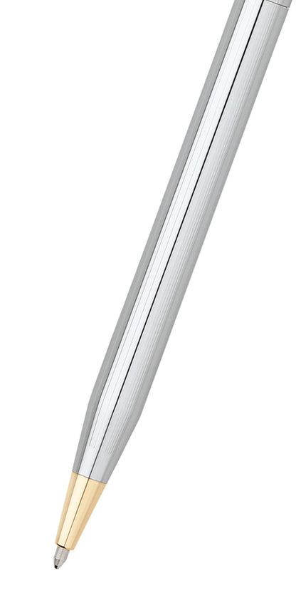 Cross Classic Century Medalist ballpoint pen in brushed silver with a gold-tone tip on Tampa Home & Garden Store