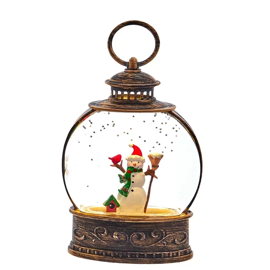 Lanterne globe lumineux - Bonhomme de neige - 12,5 cm