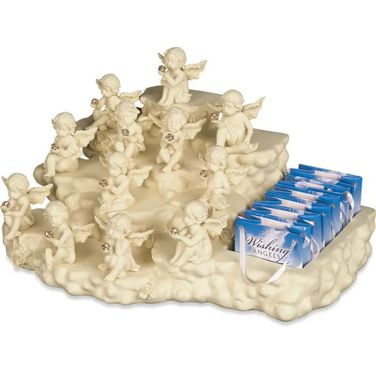 Two Inch Wishing Angel Deluxe figurine set with cream angels on a base and gift packaging on Tampa Home & Garden Store