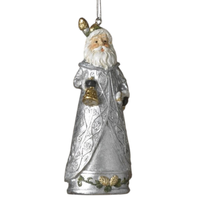 Adorno de Papá Noel vintage plateado -