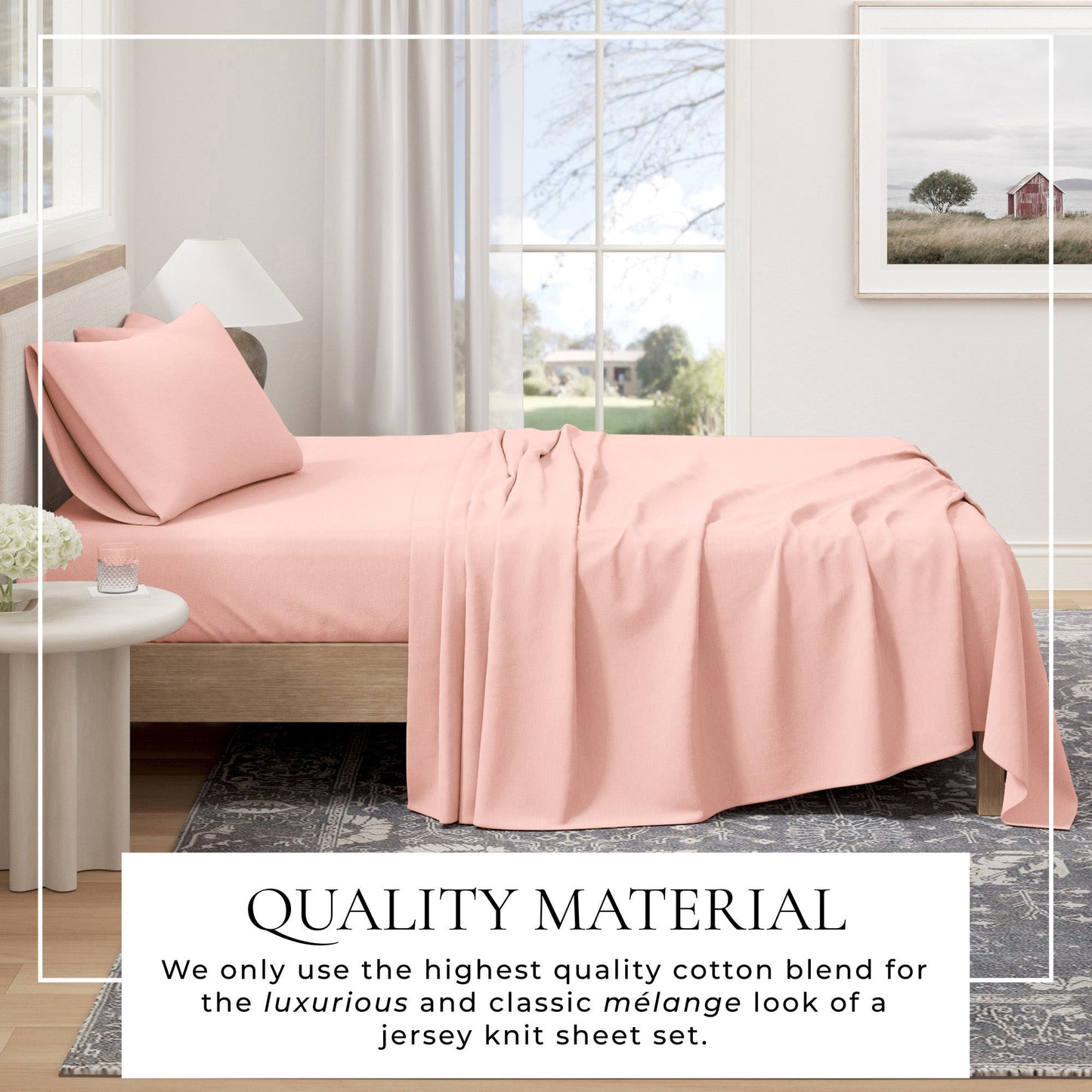 Heathered Jersey and Cotton Blend Bed Sheets
