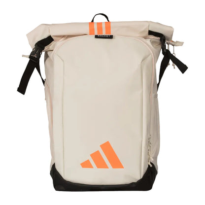 Adidas Padel Bag Backpack Multigame 26 cream backpack with orange Adidas logo and black base on Tampa Home & Garden Store