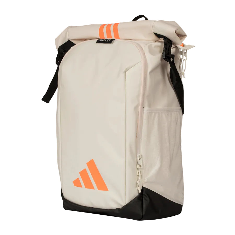 Adidas Padel Bag Backpack Multigame 26 beige with orange logo and roll-top on Tampa Home & Garden Store