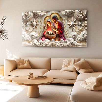 3D Faith Wall Art canvas Nativity with Mary, Joseph and baby Jesus, warm tones Tailored Canvases on Tampa Home & Garden Store