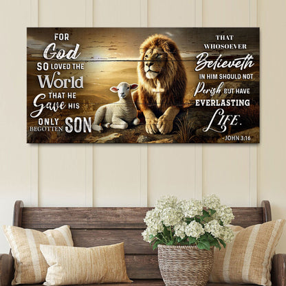 Canvas John 3:16 Faith Sign II by Tailored Canvases, rustic wood backdrop with lion on Tampa Home & Garden Store