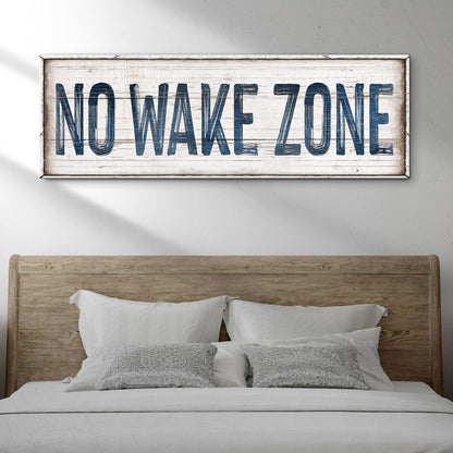 No Wake Zone Sign XVIII canvas, distressed whitewashed wood look, Tailored Canvases on Tampa Home & Garden Store