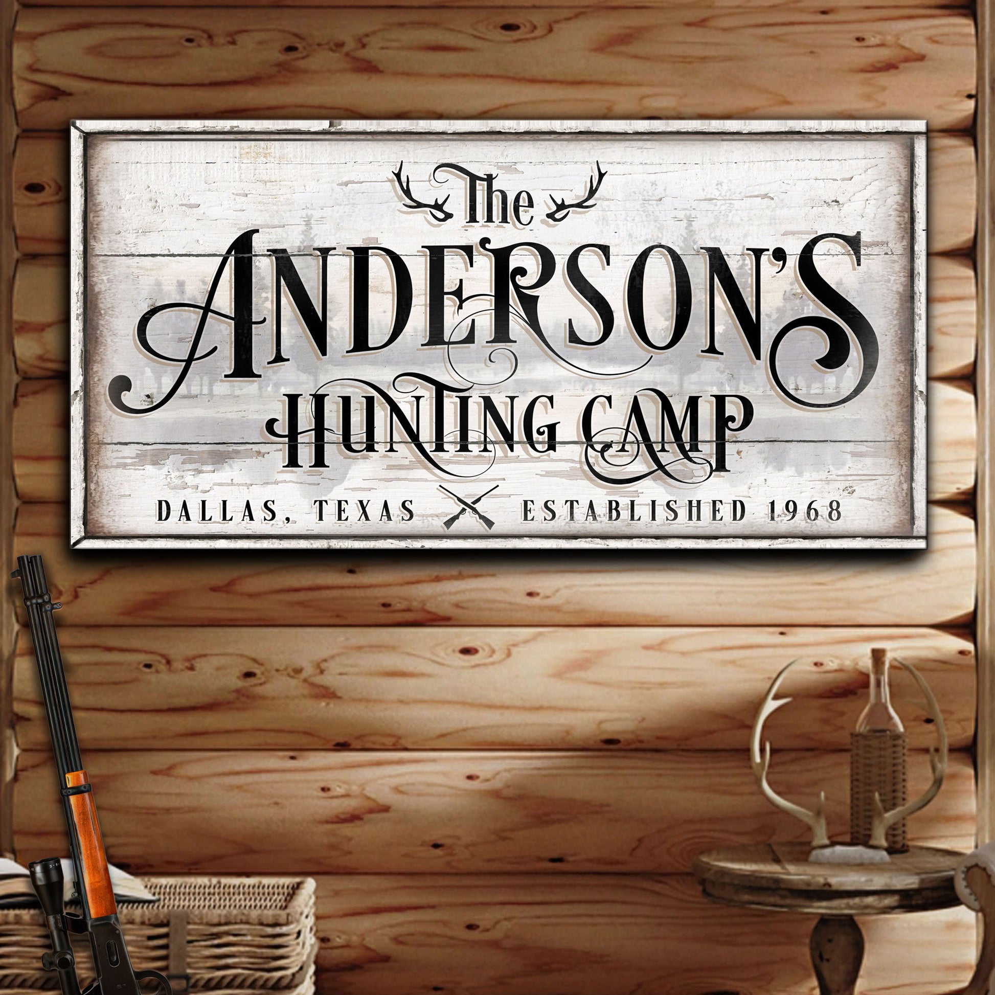 Tailored Canvases Family Hunting Camp Sign II canvas wall art on Tampa Home & Garden Store