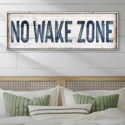 No Wake Zone XVIII canvas crafting sign by Tailored Canvases with distressed wood backdrop on Tampa Home & Garden Store