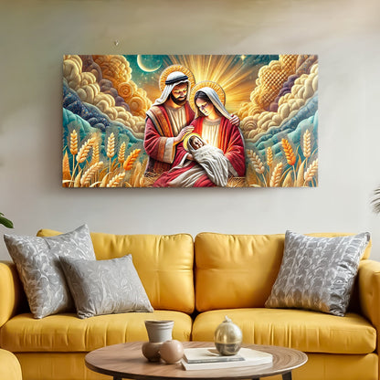 3D Faith Wall Art III canvas by Tailored Canvases, nativity scene with golden halos on Tampa Home & Garden Store