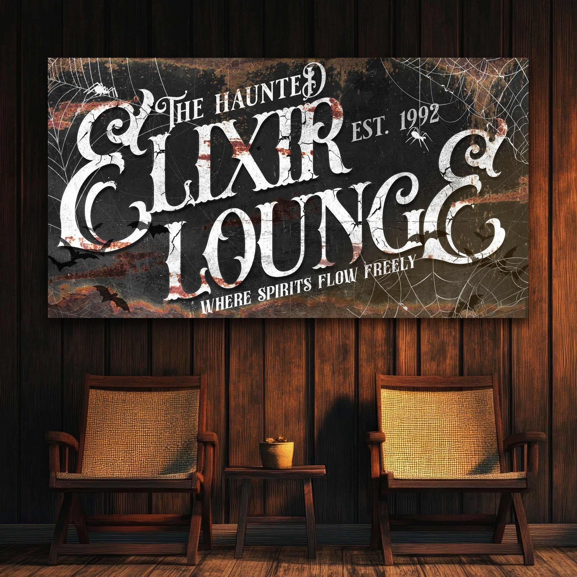 Crafting canvas The Haunted Elixir Lounge Halloween Sign III Tailored Canvases white text on Tampa Home & Garden Store