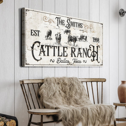 Canvas sign Branded Cattle Ranch III by Tailored Canvases with cattle illustration on Tampa Home & Garden Store