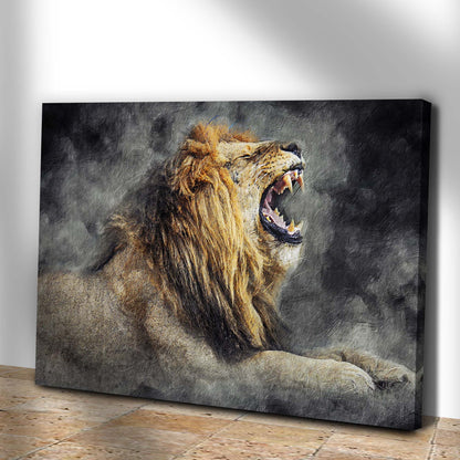 Lion Yawn Painting Canvas Wall Art by Tailored Canvases, dark textured crafting canvas on Tampa Home & Garden Store