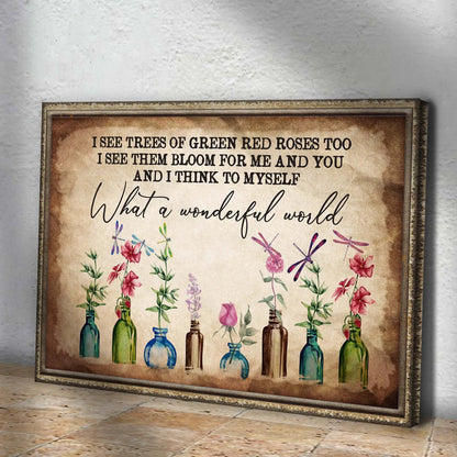What A Wonderful World Sign X canvas crafting by Tailored Canvases; watercolor flowers on Tampa Home & Garden Store