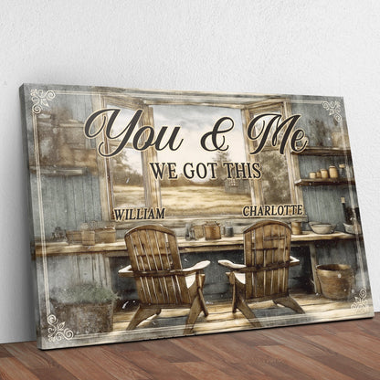 Farmhouse themed You and Me couple sign canvas with kitchen scene WE GOT THIS William Charlotte on Tampa Home & Garden Store