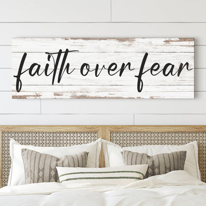 Faith Over Fear Faith Sign III canvas whitewashed wood crafting sign by Tailored Canvases on Tampa Home & Garden Store