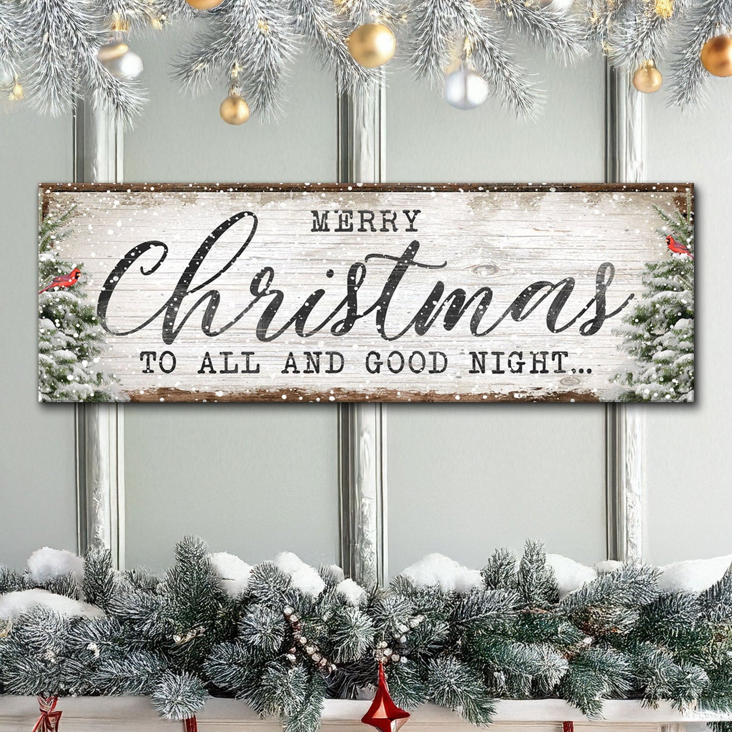 Crafting Canvas sign Merry Christmas To All And Good Night on white wood Tailored Canvases on Tampa Home & Garden Store