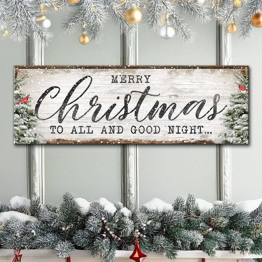 Crafting Canvas sign Merry Christmas To All And Good Night on white wood Tailored Canvases on Tampa Home & Garden Store