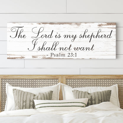 Tailored Canvases crafting canvas sign with white wood and Psalm 23:1 The Lord is my shepherd on Tampa Home & Garden Store