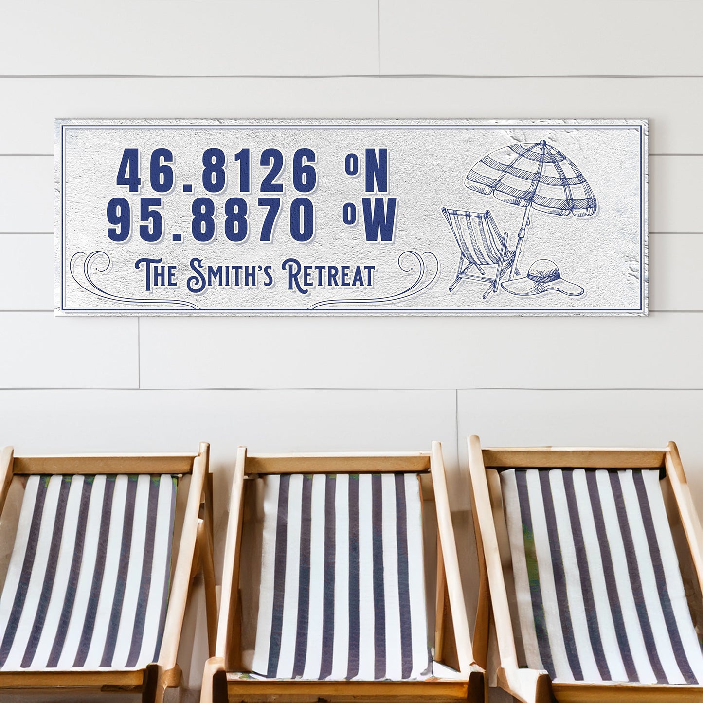 House Retreat Coordinates Sign canvas by Tailored Canvases with blue coordinates on Tampa Home & Garden Store