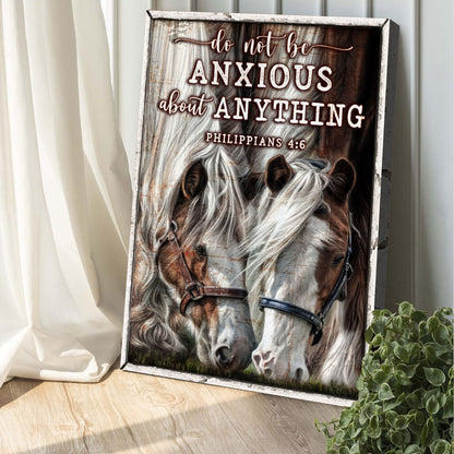 Do Not Be Anxious About Anything Faith Sign IV canvas by Tailored Canvases, horse portrait on Tampa Home & Garden Store