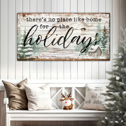 There's No Place Like Home For The Holidays Christmas Sign III canvas rustic wood on Tampa Home & Garden Store