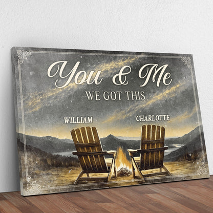 Camping Themed We Got This Couple Sign canvas by Tailored Canvases with two Adirondack chairs on Tampa Home & Garden Store