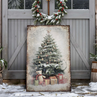 Tailored Canvases Vintage Christmas Tree With Gifts Wall Art II canvas, rustic holiday tree on Tampa Home & Garden Store