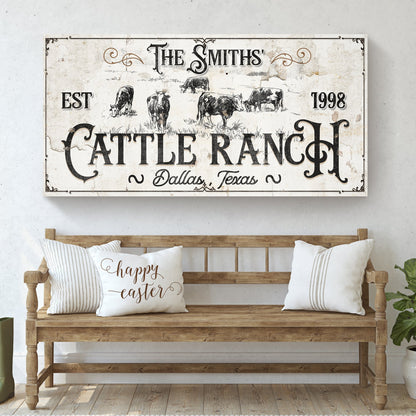 Canvas sign Branded Cattle Ranch Sign III by Tailored Canvases with vintage cattle ranch scene on Tampa Home & Garden Store