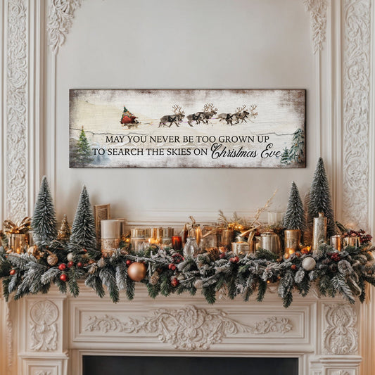 Canvas sign Tailored Canvases rustic whitewashed crafting canvas with Christmas Eve quote on Tampa Home & Garden Store