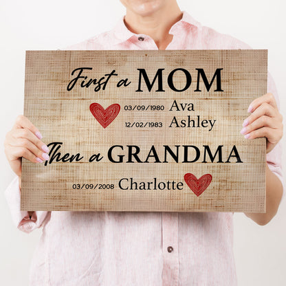 Canvas Mother's Day sign First a MOM on woodgrain panel Tailored Canvases crafting canvas on Tampa Home & Garden Store