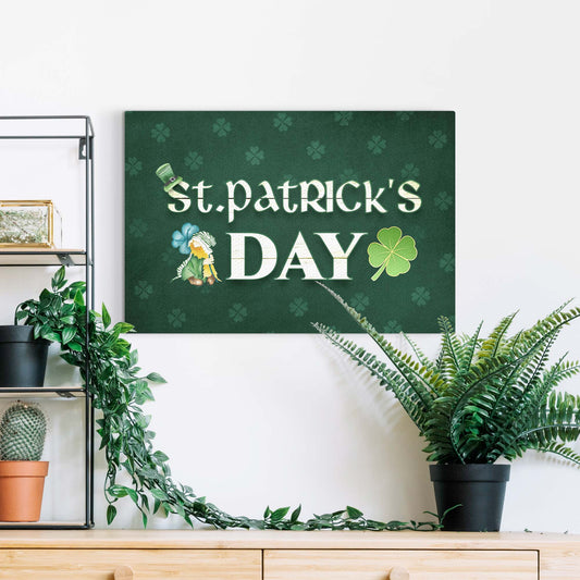 St. Patrick's Day Sign III canvas with shamrock motif on green backdrop Tailored Canvases on Tampa Home & Garden Store