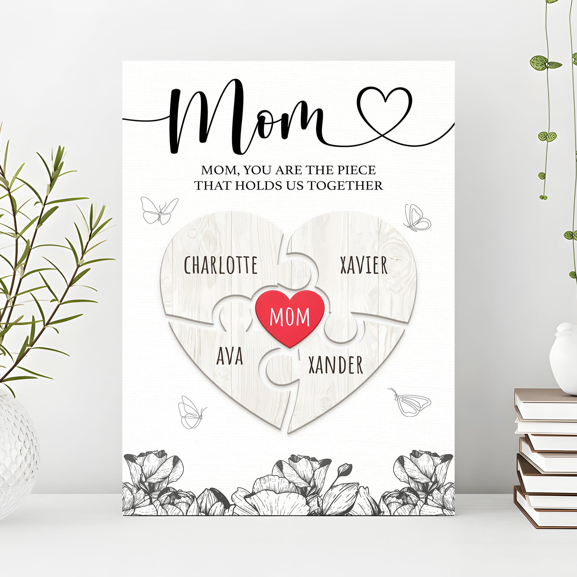 Mother's Day sign canvas Tailored Canvases with black script on white on Tampa Home & Garden Store