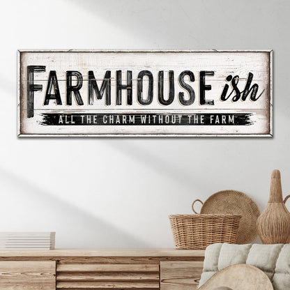 Farmhouse-Ish Sign VI canvas wall art with distressed white-washed wood frame on Tampa Home & Garden Store