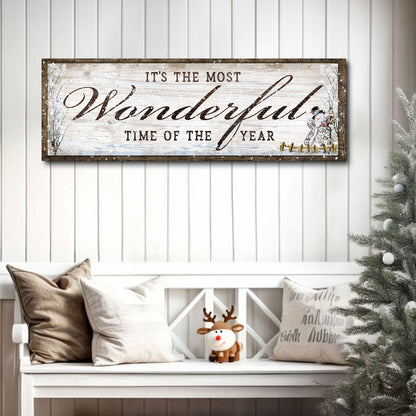 It's The Most Wonderful Time Of The Year Christmas Sign canvas rustic frame Tailored Canvases on Tampa Home & Garden Store